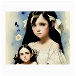 Victorian Girl With Long Black Hair And Doll Small Glasses Cloth (2 Sides)