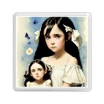 Victorian Girl With Long Black Hair And Doll Memory Card Reader (Square)