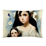 Victorian Girl With Long Black Hair And Doll Pillow Case (Two Sides)