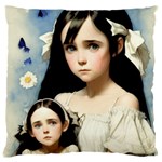 Victorian Girl With Long Black Hair And Doll Large Cushion Case (One Side)