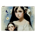 Victorian Girl With Long Black Hair And Doll Cosmetic Bag (XXL)