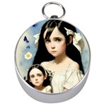 Victorian Girl With Long Black Hair And Doll Silver Compasses