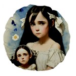 Victorian Girl With Long Black Hair And Doll Large 18  Premium Flano Round Cushions