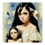 Victorian Girl With Long Black Hair And Doll Banner and Sign 3  x 3 