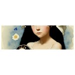 Victorian Girl With Long Black Hair And Doll Banner and Sign 9  x 3 