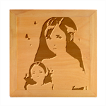 Victorian Girl With Long Black Hair And Doll Wood Photo Frame Cube
