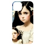 Victorian Girl With Long Black Hair And Doll iPhone 14 Plus Black UV Print Case