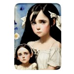 Victorian Girl With Long Black Hair And Doll Rectangular Glass Fridge Magnet (4 pack)
