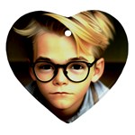 Schooboy With Glasses 4 Ornament (Heart)