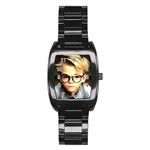 Schooboy With Glasses 4 Stainless Steel Barrel Watch