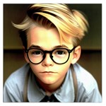 Schooboy With Glasses 4 Square Satin Scarf (36  x 36 )