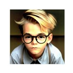 Schooboy With Glasses 4 Square Satin Scarf (30  x 30 )
