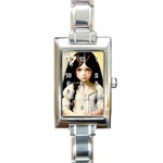 Victorian Girl With Long Black Hair 2 Rectangle Italian Charm Watch