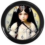 Victorian Girl With Long Black Hair 2 Wall Clock (Black)