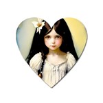 Victorian Girl With Long Black Hair 2 Heart Magnet
