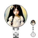 Victorian Girl With Long Black Hair 2 Stainless Steel Nurses Watch