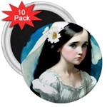 Victorian Girl With Long Black Hair 3 3  Magnets (10 pack) 