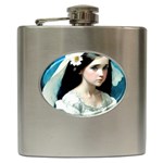 Victorian Girl With Long Black Hair 3 Hip Flask (6 oz)