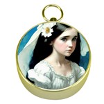Victorian Girl With Long Black Hair 3 Gold Compasses