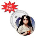Victorian Girl With Long Black Hair 1.75  Buttons (100 pack) 