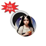 Victorian Girl With Long Black Hair 1.75  Magnets (100 pack) 