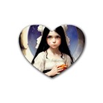 Victorian Girl With Long Black Hair Rubber Heart Coaster (4 pack)
