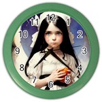 Victorian Girl With Long Black Hair Color Wall Clock