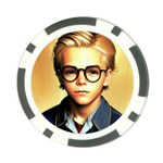 Schooboy With Glasses 5 Poker Chip Card Guard