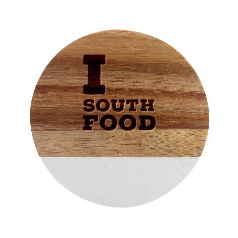 I love south food Marble Wood Coaster (Round) from UrbanLoad.com Front