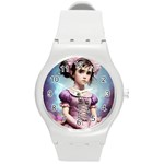 Cute Adorable Victorian Gothic Girl 18 Round Plastic Sport Watch (M)