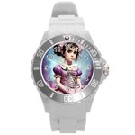Cute Adorable Victorian Gothic Girl 18 Round Plastic Sport Watch (L)