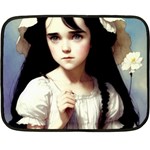 Victorian Girl And A Daisy Two Sides Fleece Blanket (Mini)