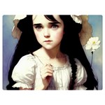 Victorian Girl And A Daisy Two Sides Premium Plush Fleece Blanket (Extra Small)