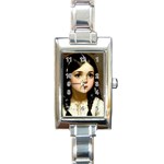 Victorian Girl With Long Black Hair 7 Rectangle Italian Charm Watch