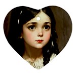 Victorian Girl With Long Black Hair 7 Ornament (Heart)