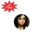 Victorian Girl With Long Black Hair 7 1  Mini Buttons (10 pack) 