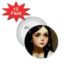 Victorian Girl With Long Black Hair 7 1.75  Buttons (10 pack)