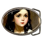 Victorian Girl With Long Black Hair 7 Belt Buckles