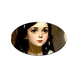 Victorian Girl With Long Black Hair 7 Sticker (Oval)