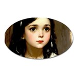 Victorian Girl With Long Black Hair 7 Oval Magnet