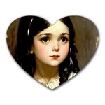 Victorian Girl With Long Black Hair 7 Heart Mousepad