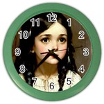 Victorian Girl With Long Black Hair 7 Color Wall Clock