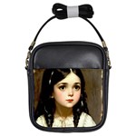 Victorian Girl With Long Black Hair 7 Girls Sling Bag
