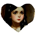 Victorian Girl With Long Black Hair 7 Large 19  Premium Heart Shape Cushions