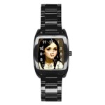 Victorian Girl With Long Black Hair 7 Stainless Steel Barrel Watch
