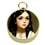 Victorian Girl With Long Black Hair 7 Gold Compasses