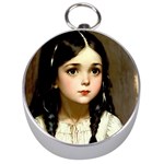 Victorian Girl With Long Black Hair 7 Silver Compasses