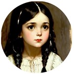 Victorian Girl With Long Black Hair 7 Wooden Bottle Opener (Round)