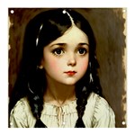 Victorian Girl With Long Black Hair 7 Banner and Sign 3  x 3 