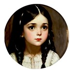 Victorian Girl With Long Black Hair 7 Round Glass Fridge Magnet (4 pack)